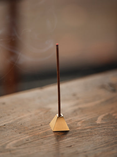 Pyramid Gold Brass Incense Stick Holder