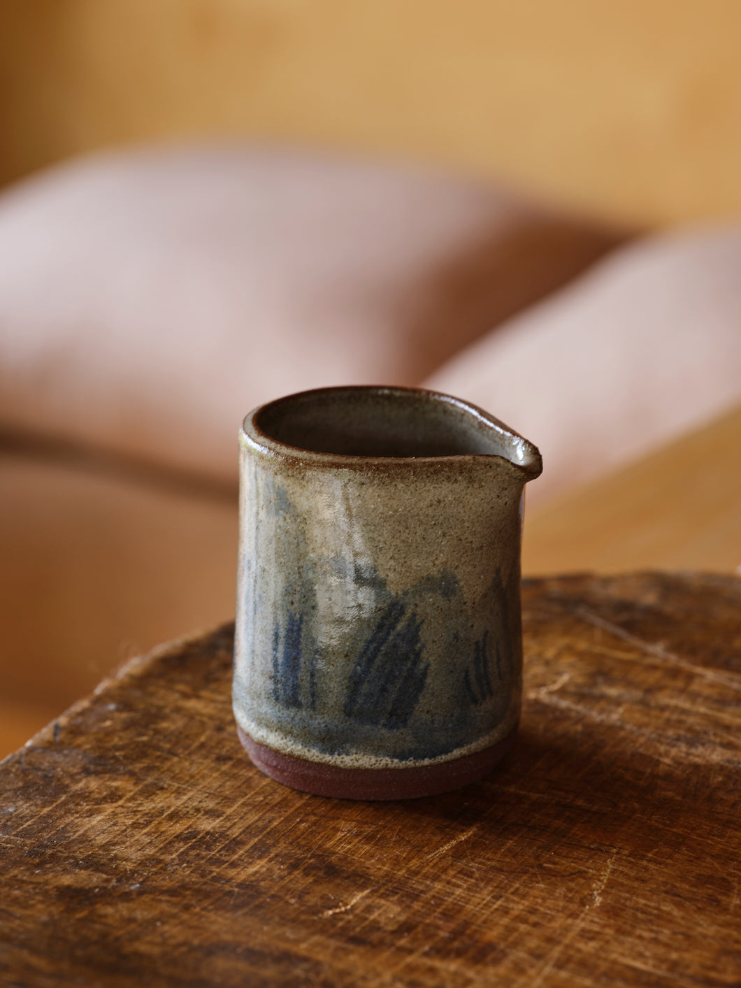 Red Clay Jug in White & Blue Brushwork