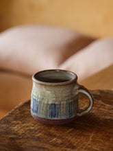 Load image into Gallery viewer, Red Clay Coffee Cup in White &amp; Blue Brushwork