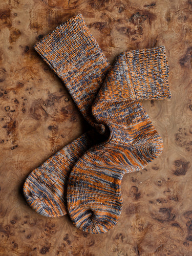 Chunky Wool Boot Socks | Marbled Orange