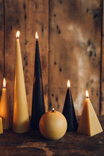 Load image into Gallery viewer, Organic Beeswax Candles - Black Double Cone