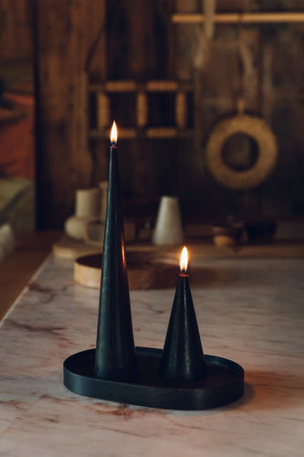 Organic Beeswax Candles - Black Double Cone